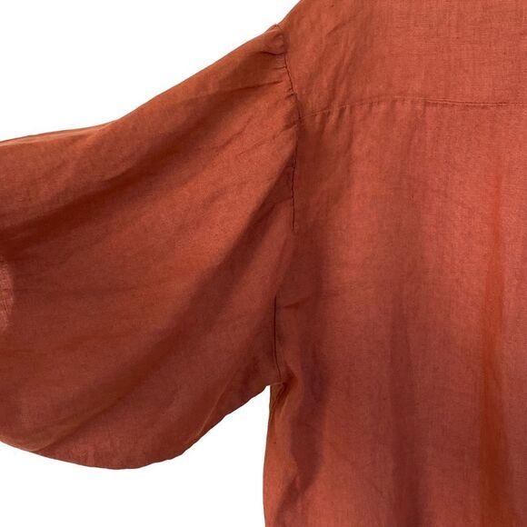 Bella Urbia Made In Italy 100% Linen Orange Oversized Tunic Blouse Sz M - Picture 4 of 10